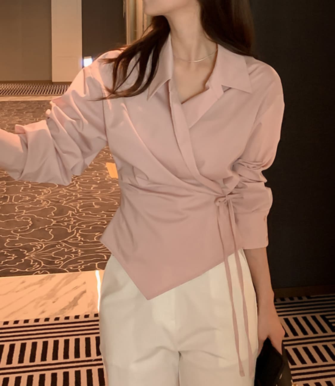 [달리호텔]Dali made 비기닝 랩리본 스트랩 셔츠블라우스 상품이미지1