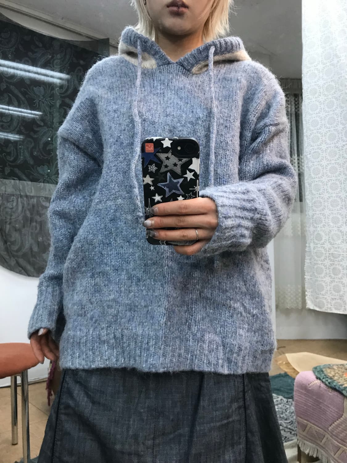 빈티지 소라 울 니트 후드티  상품이미지2