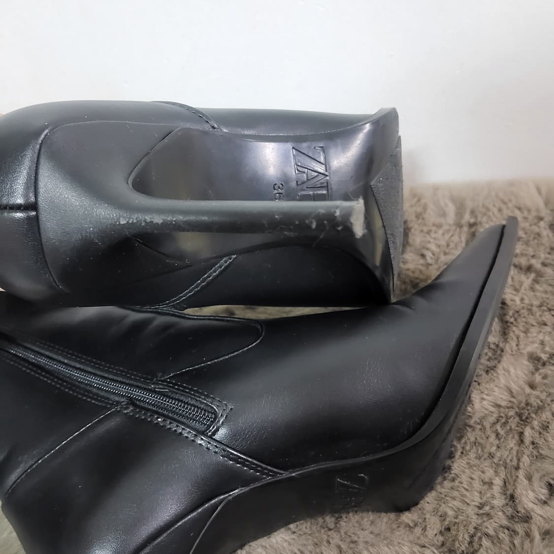 거의 새신발 자라 앵클 부츠 가죽스틸레토 하이힐 36 230  상품이미지5