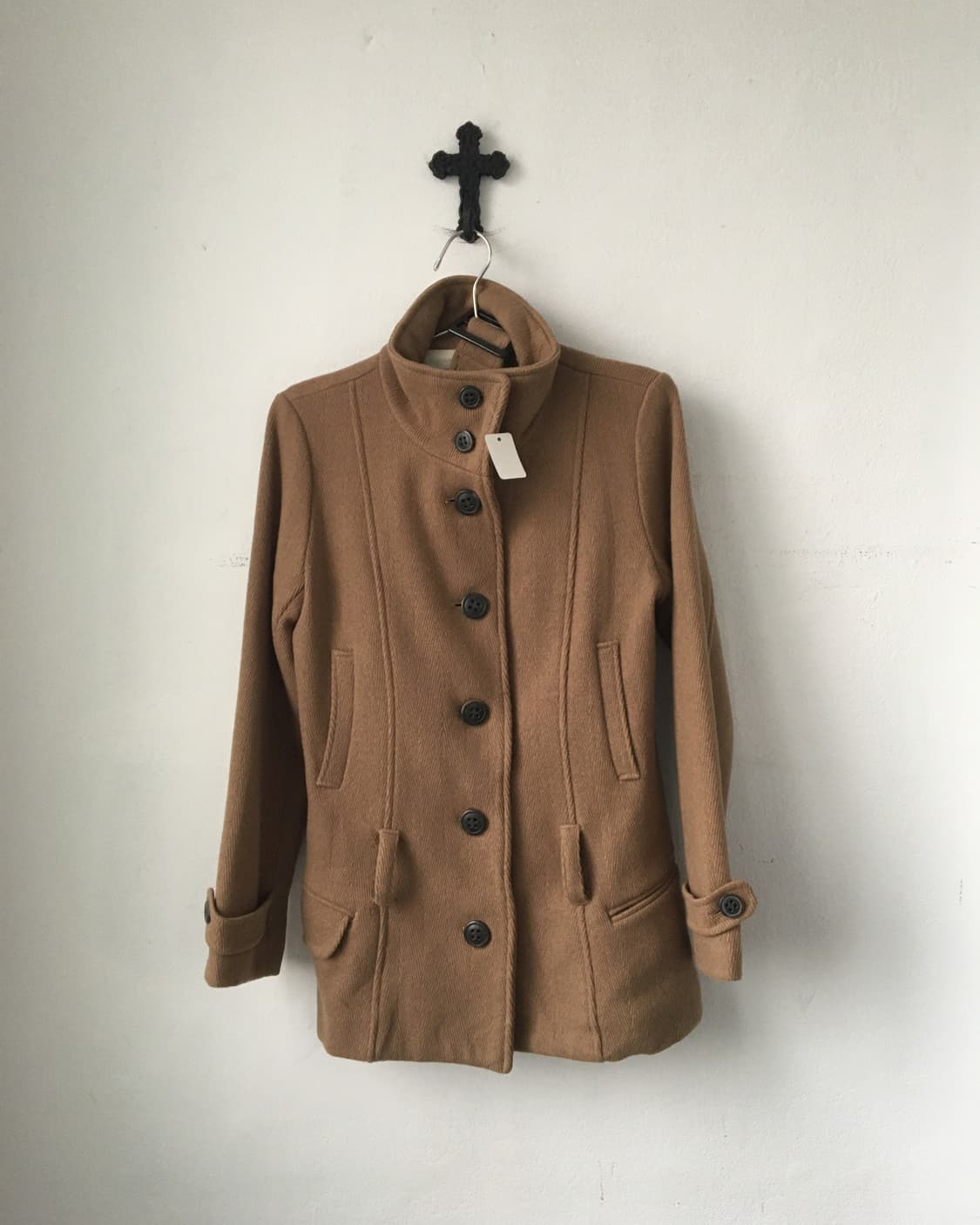 Belted high neck woolen coat 상품이미지2