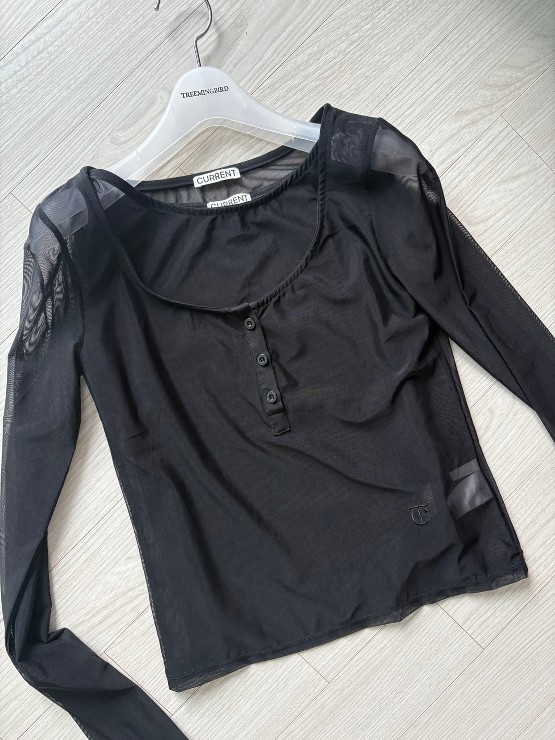 SHEER DOUBLE LAYERED TOP [BLACK] 상품이미지1