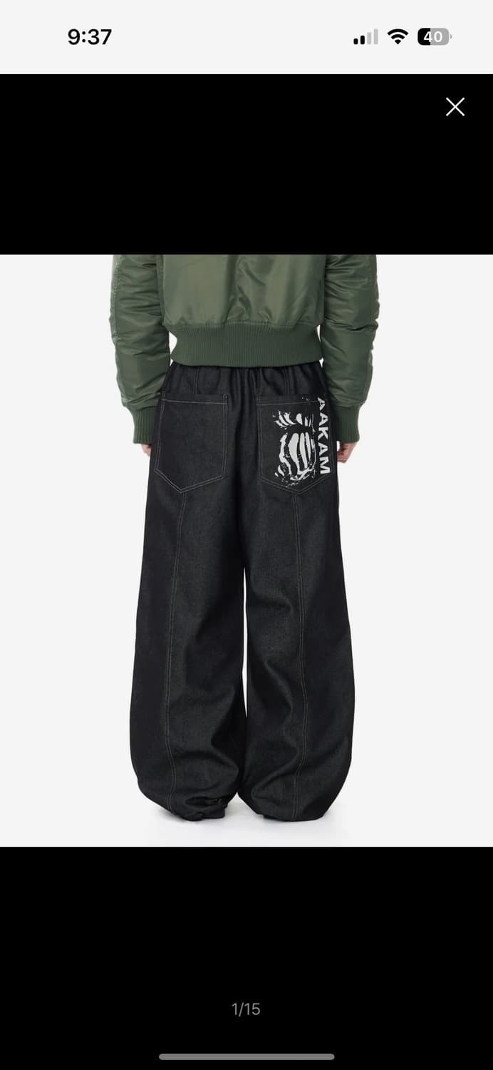 아캄 Knee Pin-tuck Printed Denim Pants 상품이미지1