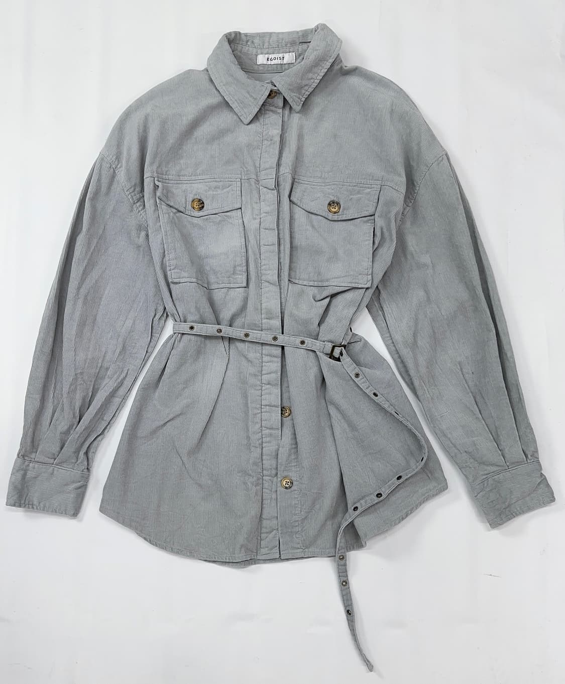 🩵에고이스트 스카이 블루 골덴 코듀로이 벨트 셔츠 🩵 베이직 아우터  상품이미지2