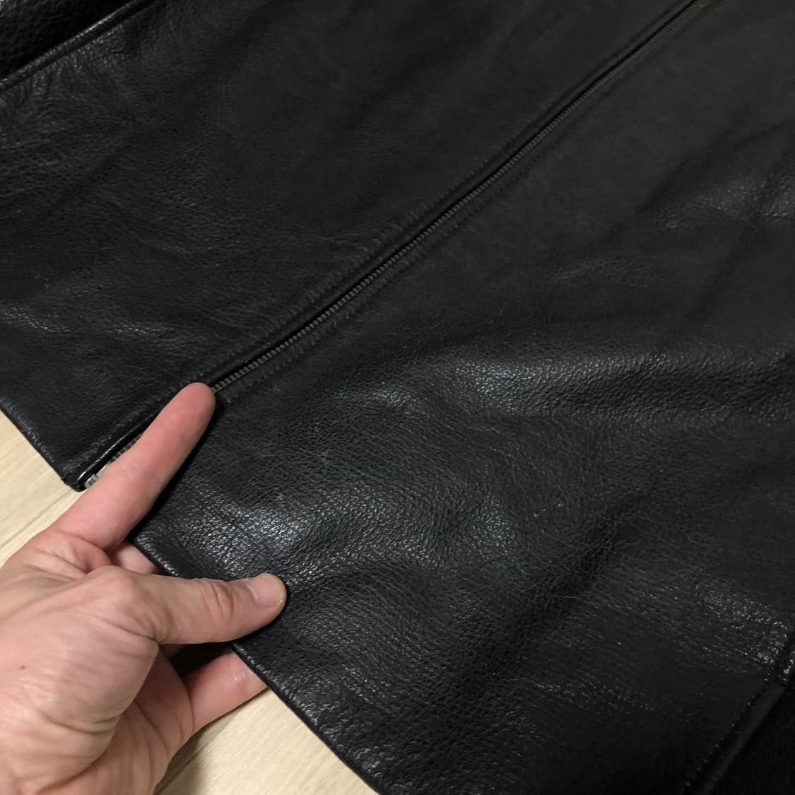 (XL) 00's 지오다노 GIORDANO 소가죽 집업 레더 자켓 블랙 상품이미지9