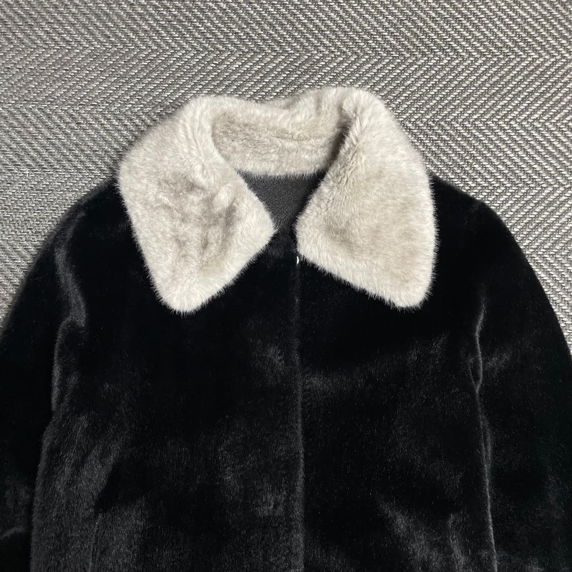 빈티지 아카이브 하이넥 배색 퍼 무스탕 자켓y 5186 상품이미지5