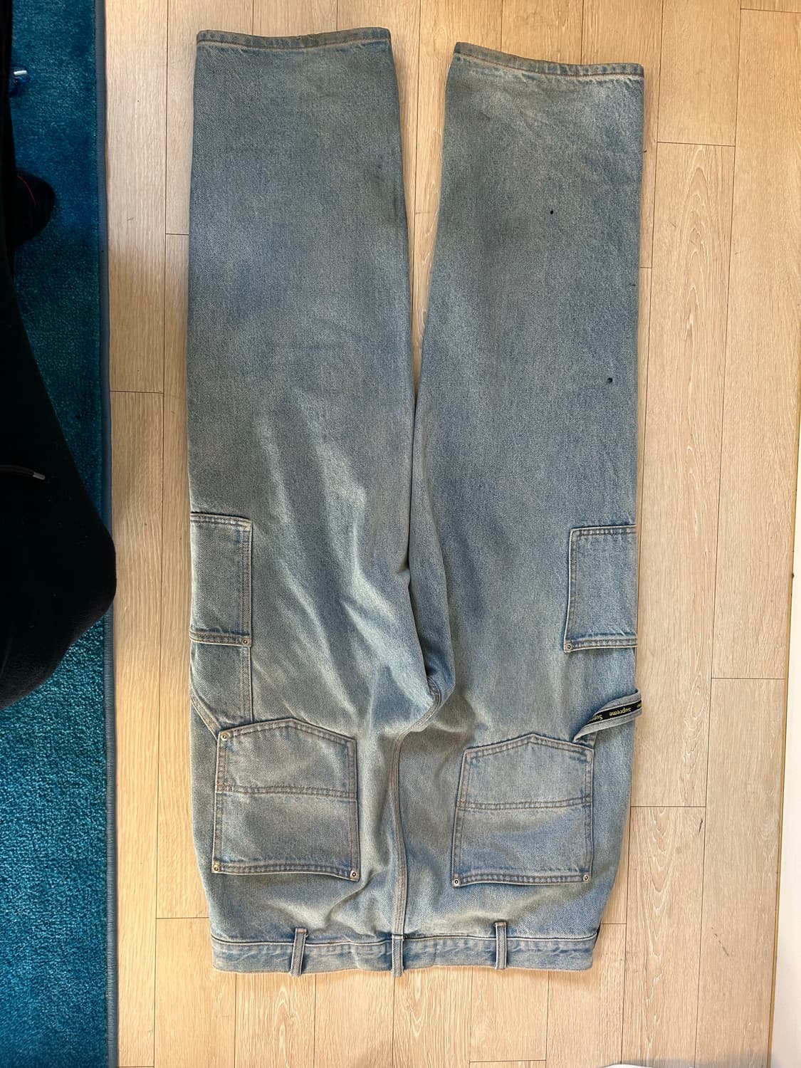 34) 슈프림 더블 니 페인터 팬츠 워시드 블루 - 23SS 상품이미지5