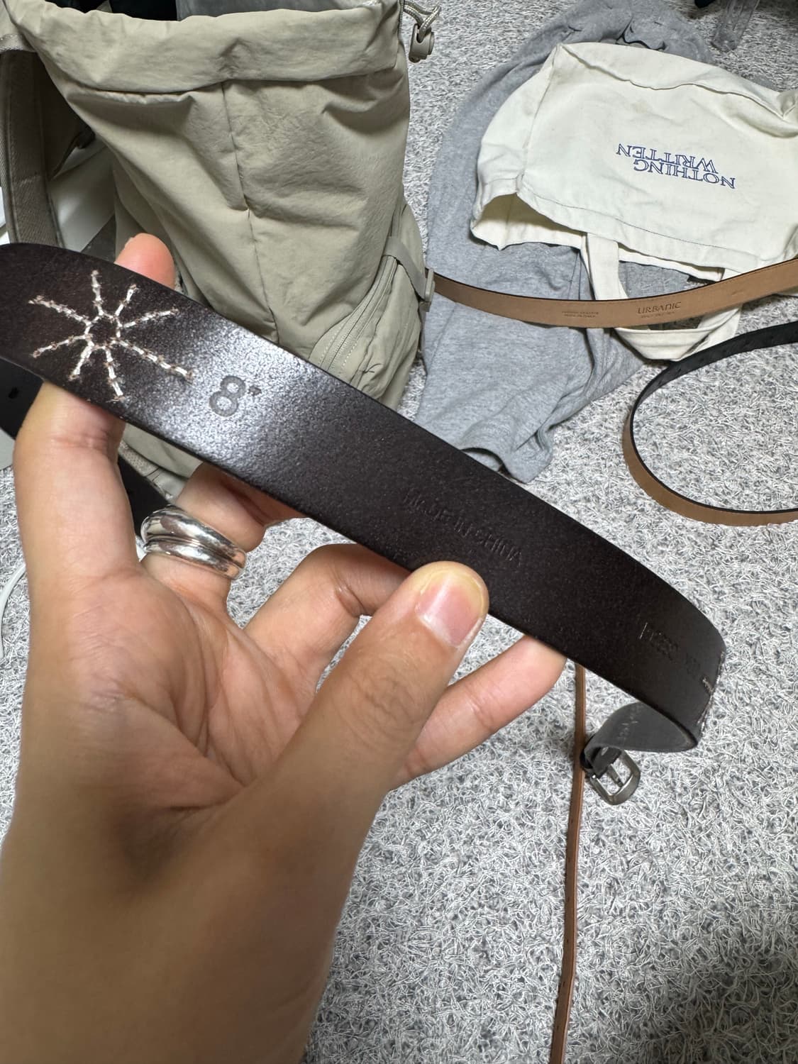 에잇세컨즈 리얼가죽 스티치벨트 브라운 상품이미지8
