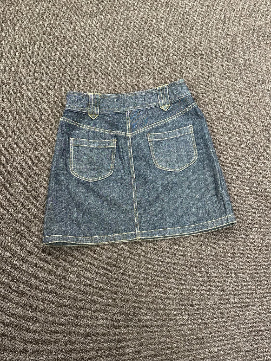 OS)Japanese vintage 스티치 진청 데님 미니 스커트 상품이미지4