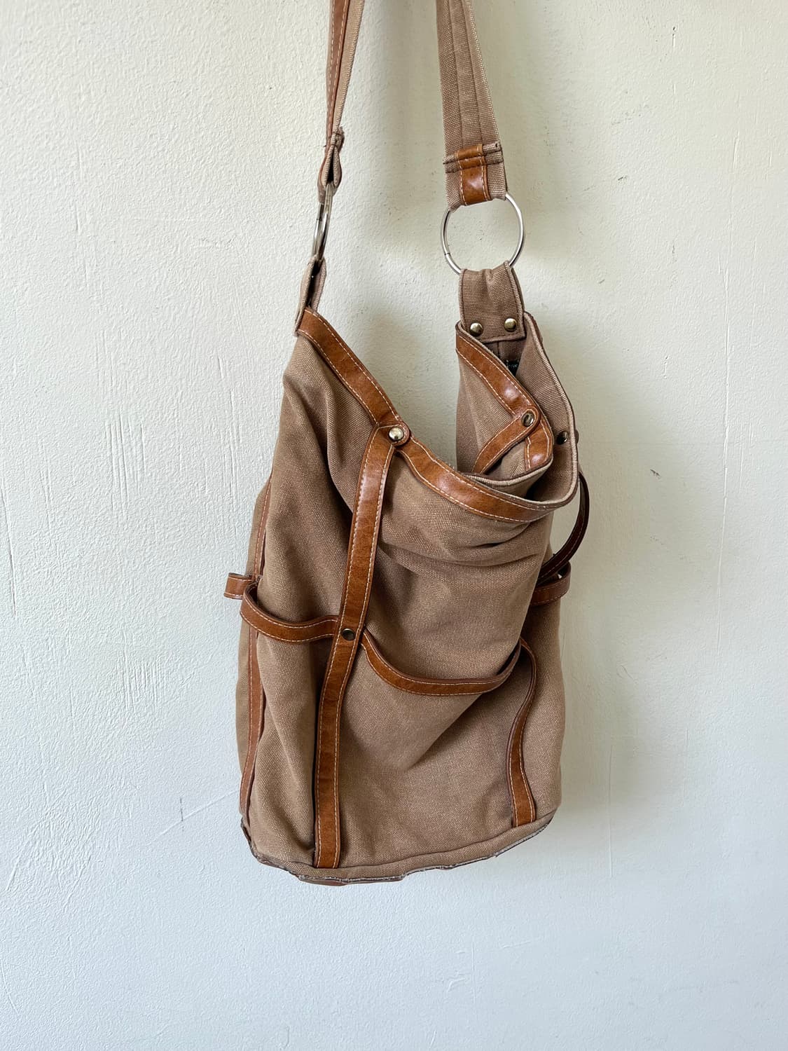 90‘s KAZZOC 캔버스 레더 쇼퍼백 상품이미지2