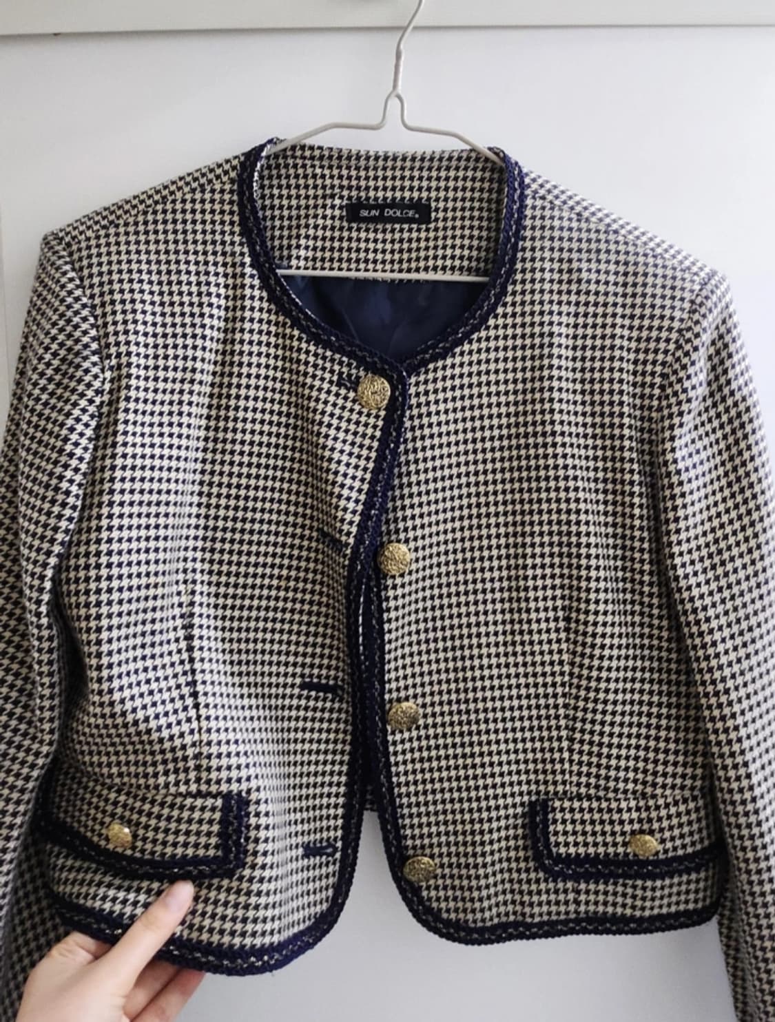 네이비 금장 크롭트위드 상품이미지2