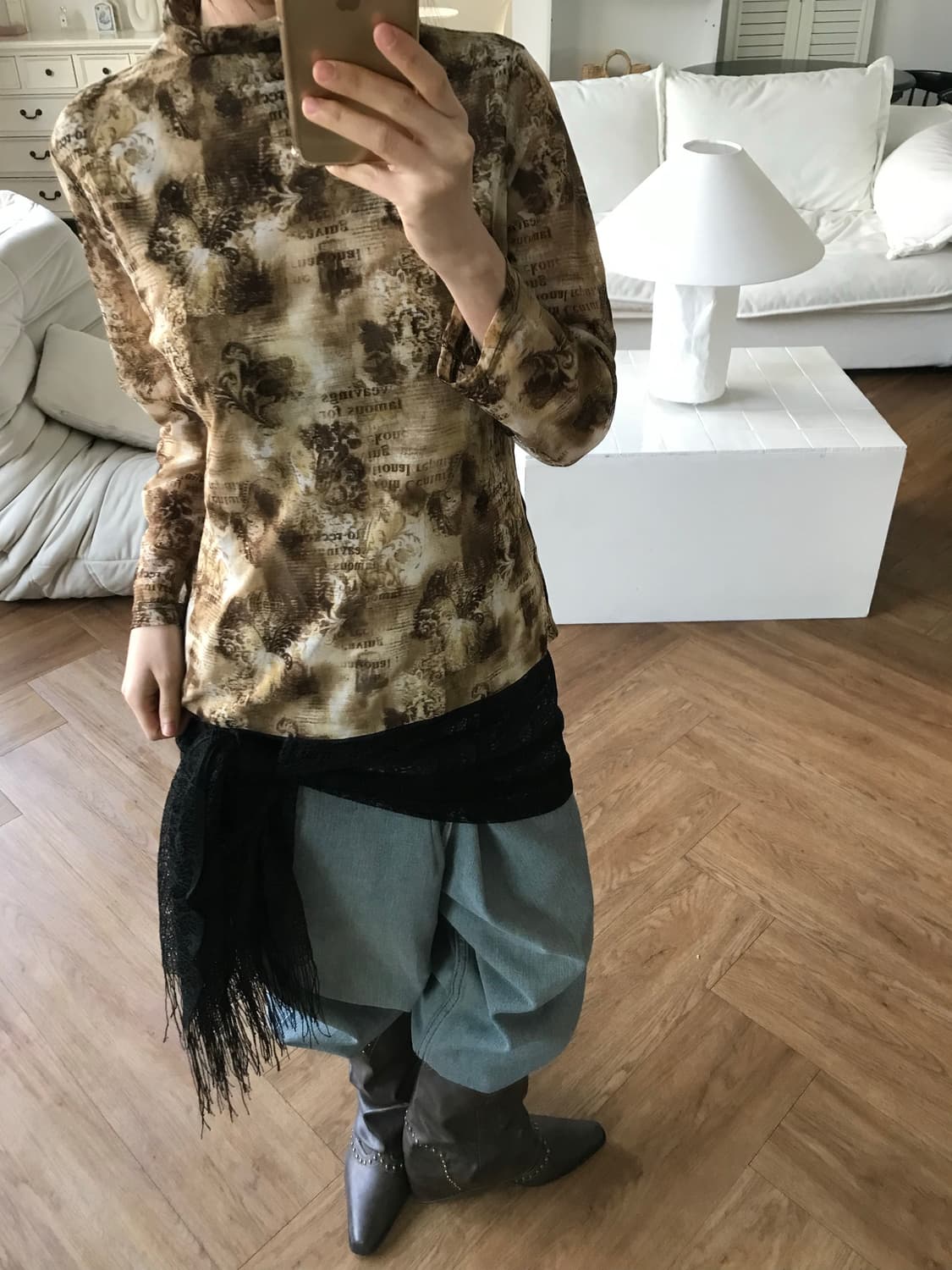 vintage pattern mash top 상품이미지3