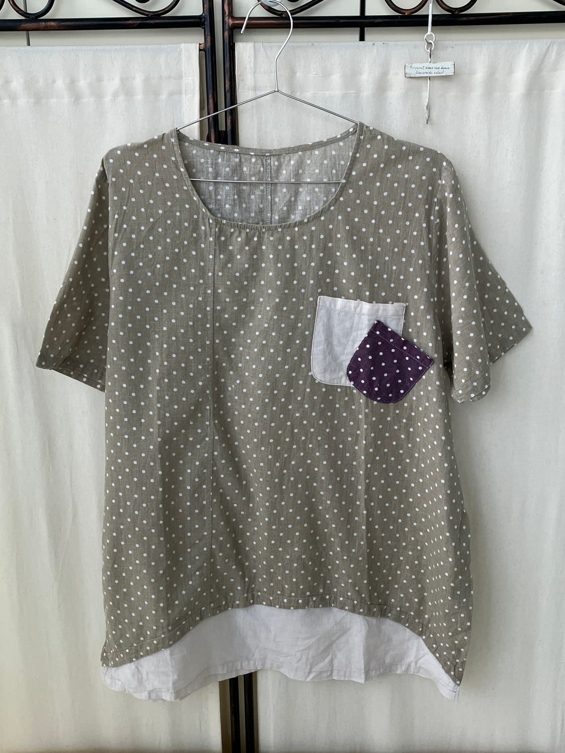  hagumi mori dot patchwork half t-shirt 상품이미지3