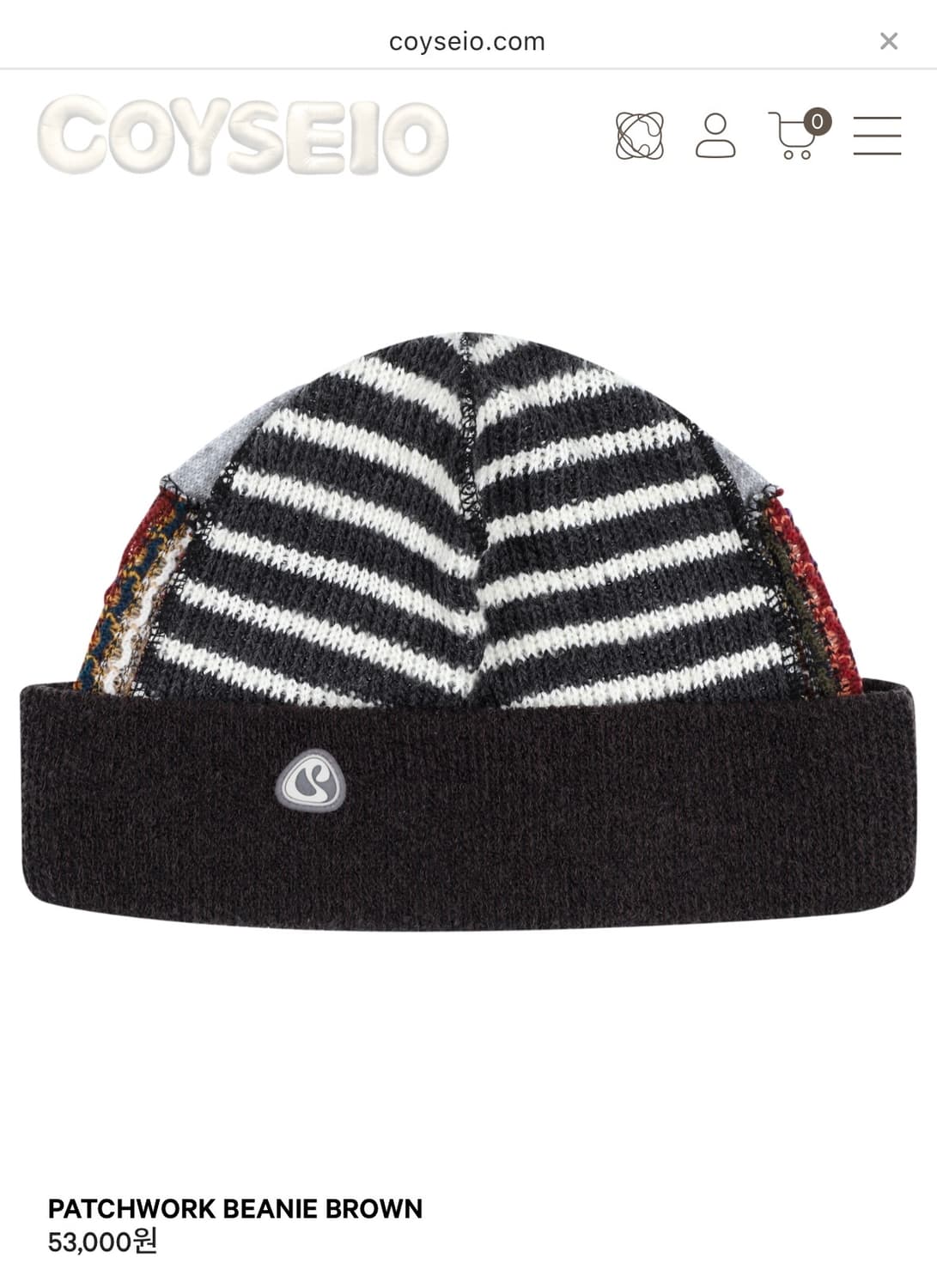 코이세이오 PATCHWORK BEANIE BROWN 상품이미지1