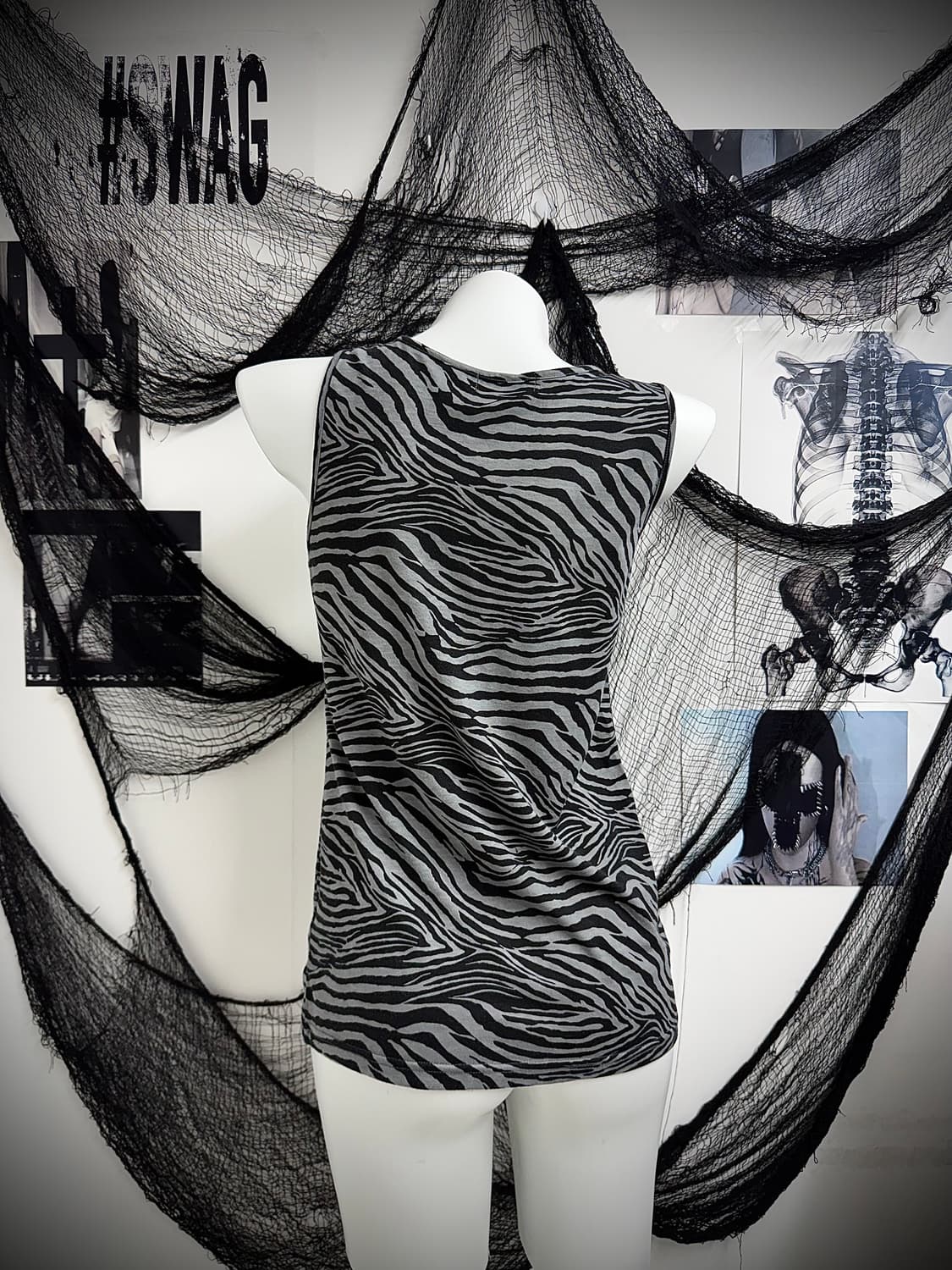 Zebra pattern beads sleeveless 상품이미지3