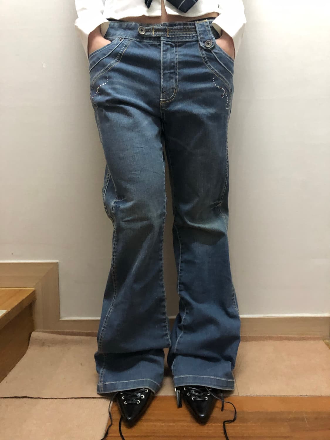 빈티지 데님 큐빅 팬츠 상품이미지1