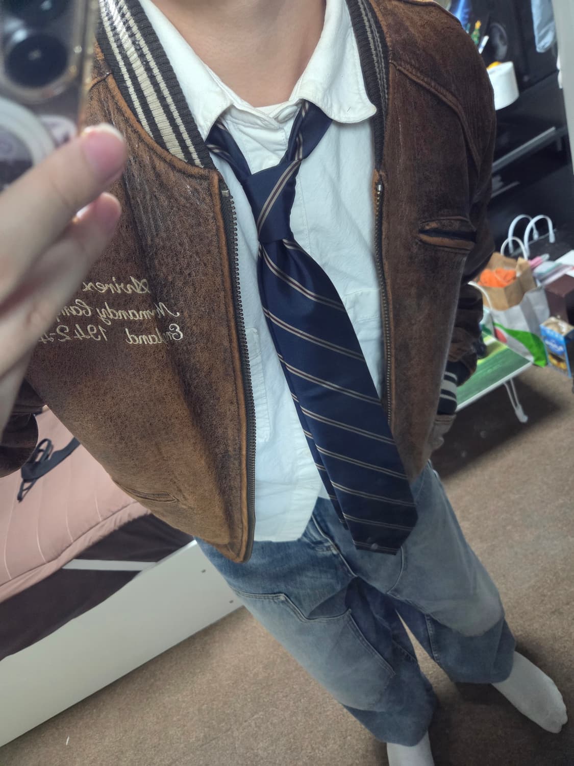 AVIREX 아이콘 레더 바시티 상품이미지6