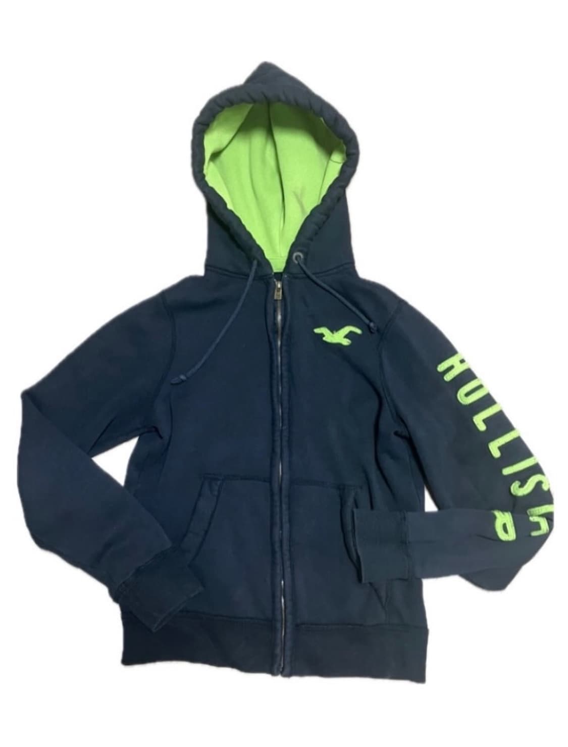 홀리스터 네온 라임 포인트 후드집업 상품이미지1