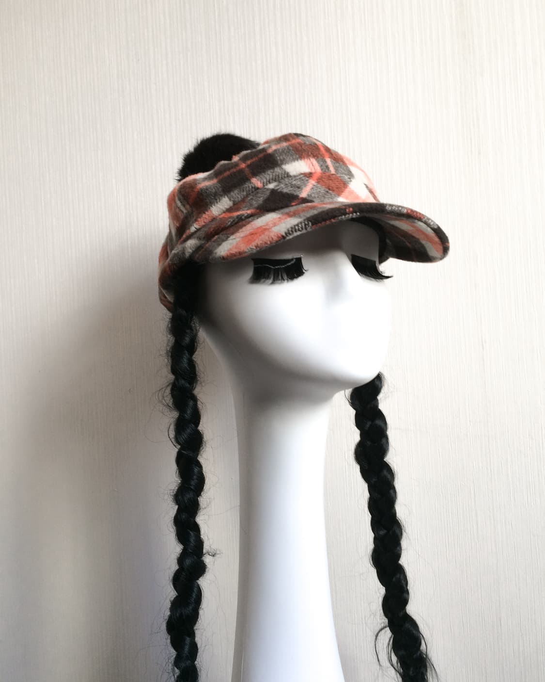  Woolen check pattern pom point hat 상품이미지1