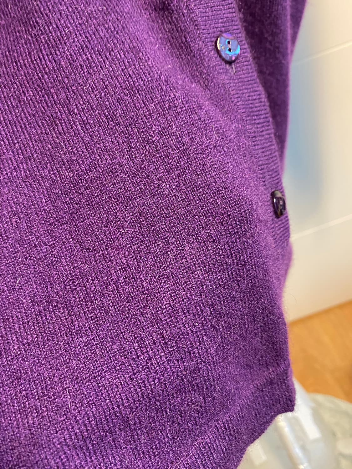DECORO 캐시미어 100%가디건 퍼플 L 상품이미지5