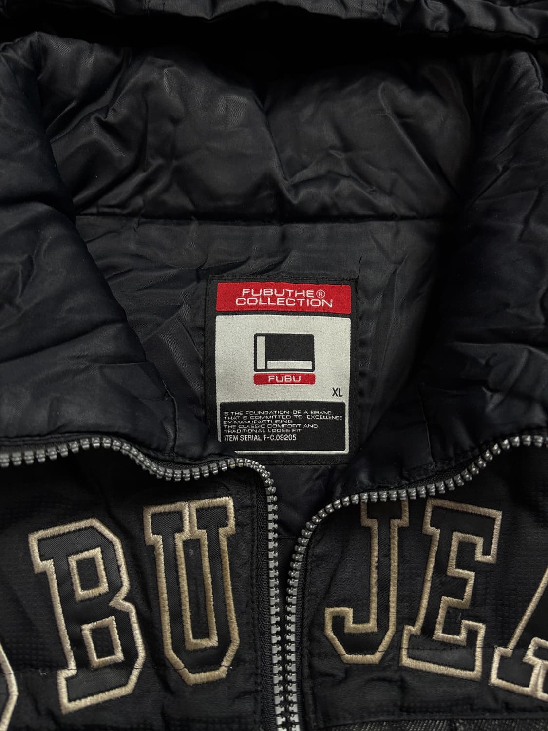 00s 후부 y2k 올드스쿨 데님 믹스업 후드 다운 자켓 1842 상품이미지3