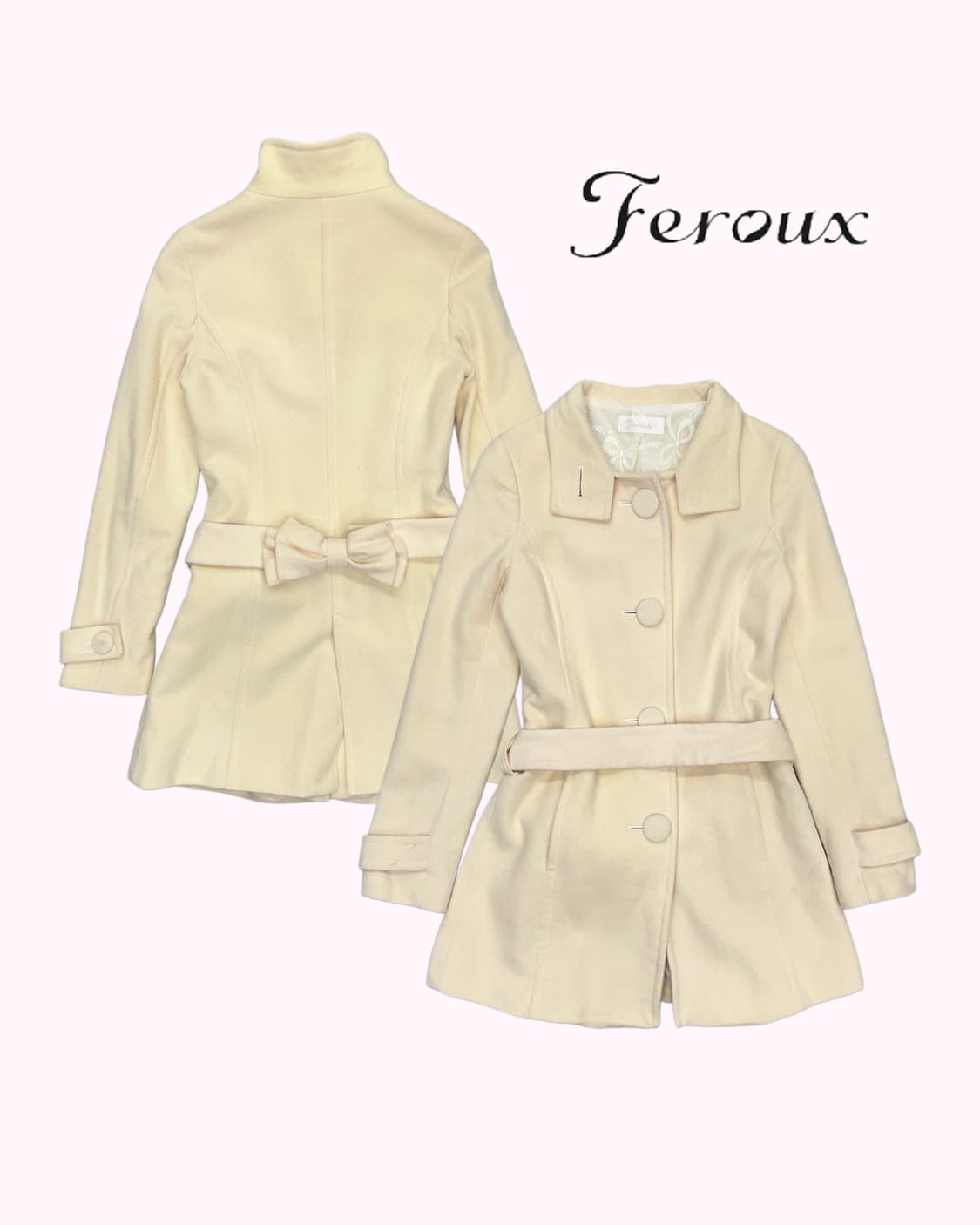 FEROUX glitter yellow ribbon belted coat 상품이미지1
