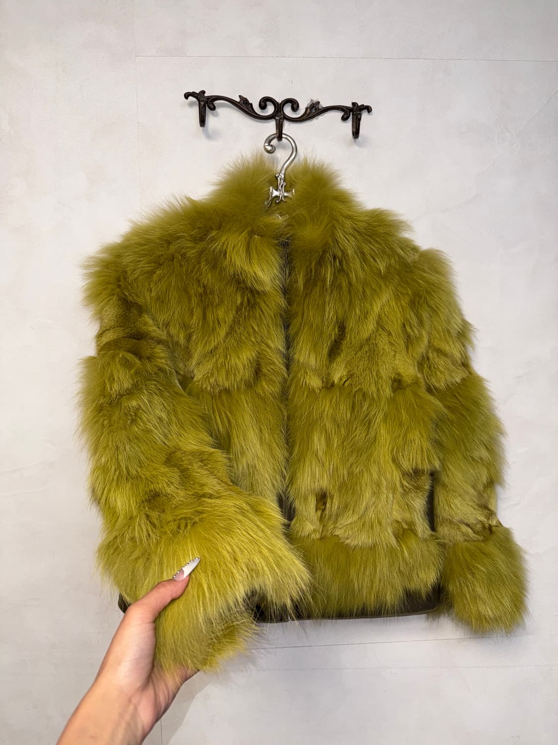 Olive brown lamb skin fox fur jacket  상품이미지2