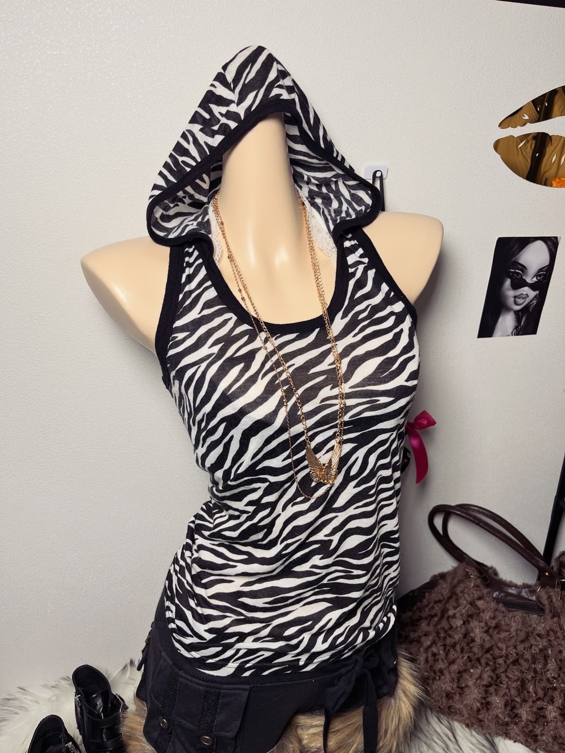 Glitz 갸루 지브라 나시 후드티 상품이미지1