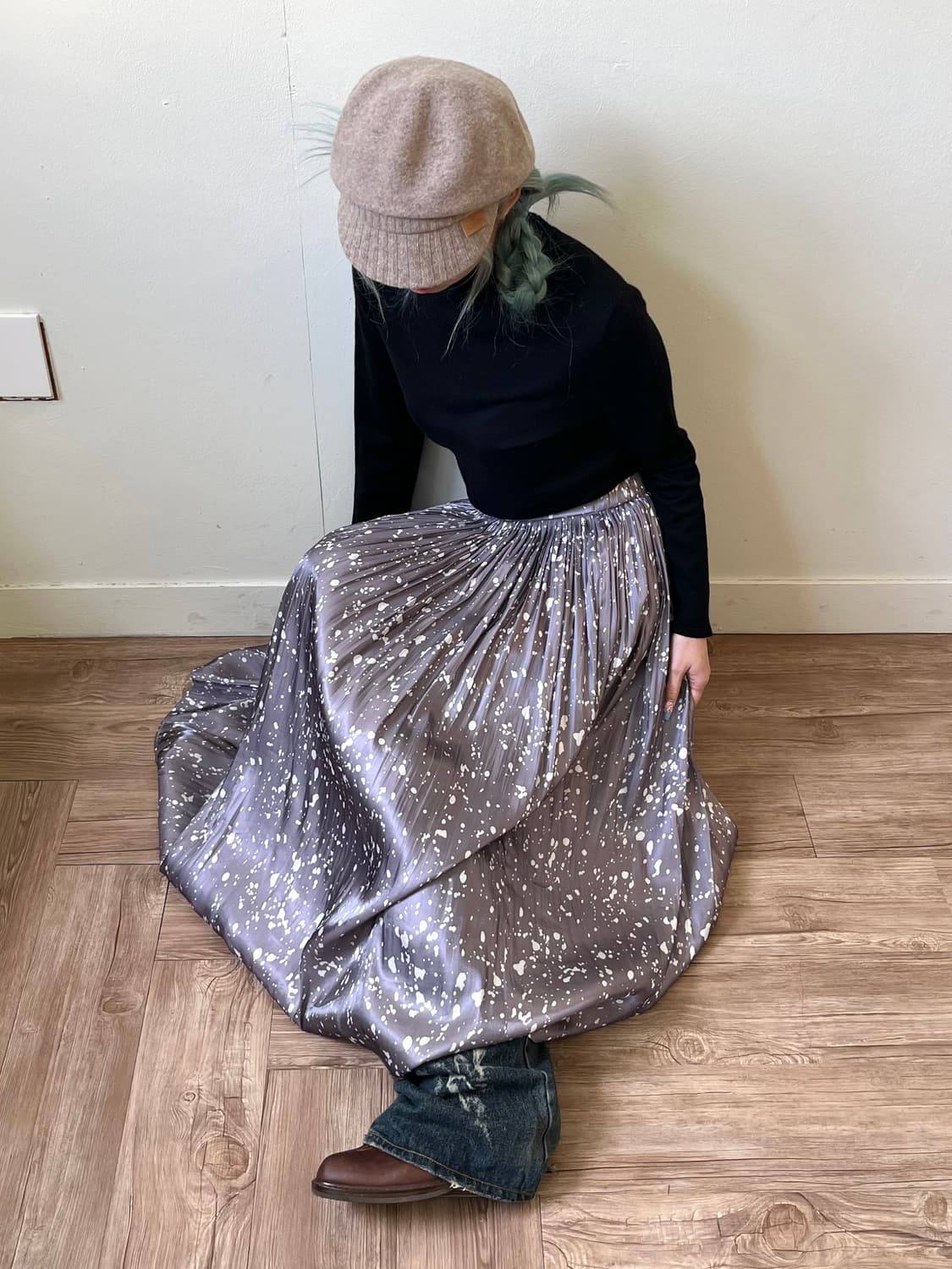 any FAM 페인팅 플리츠 스커트 상품이미지4