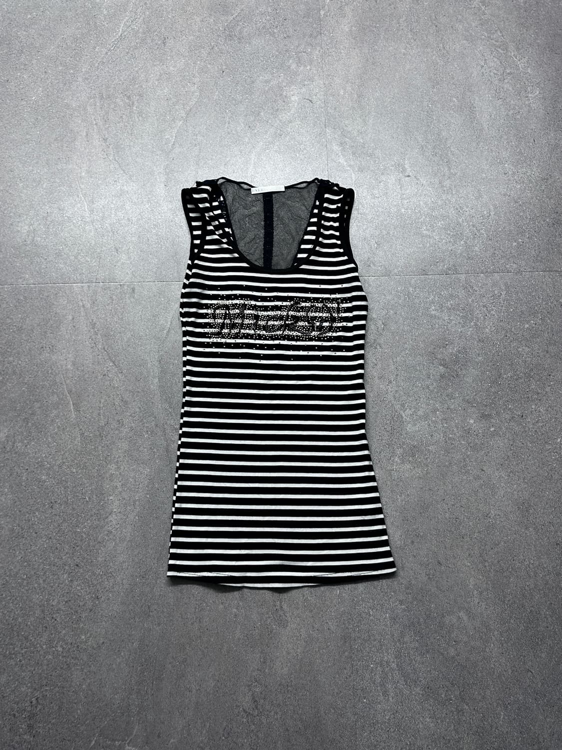Stripe Sequin Back Sheer Sleeveless Top 상품이미지5