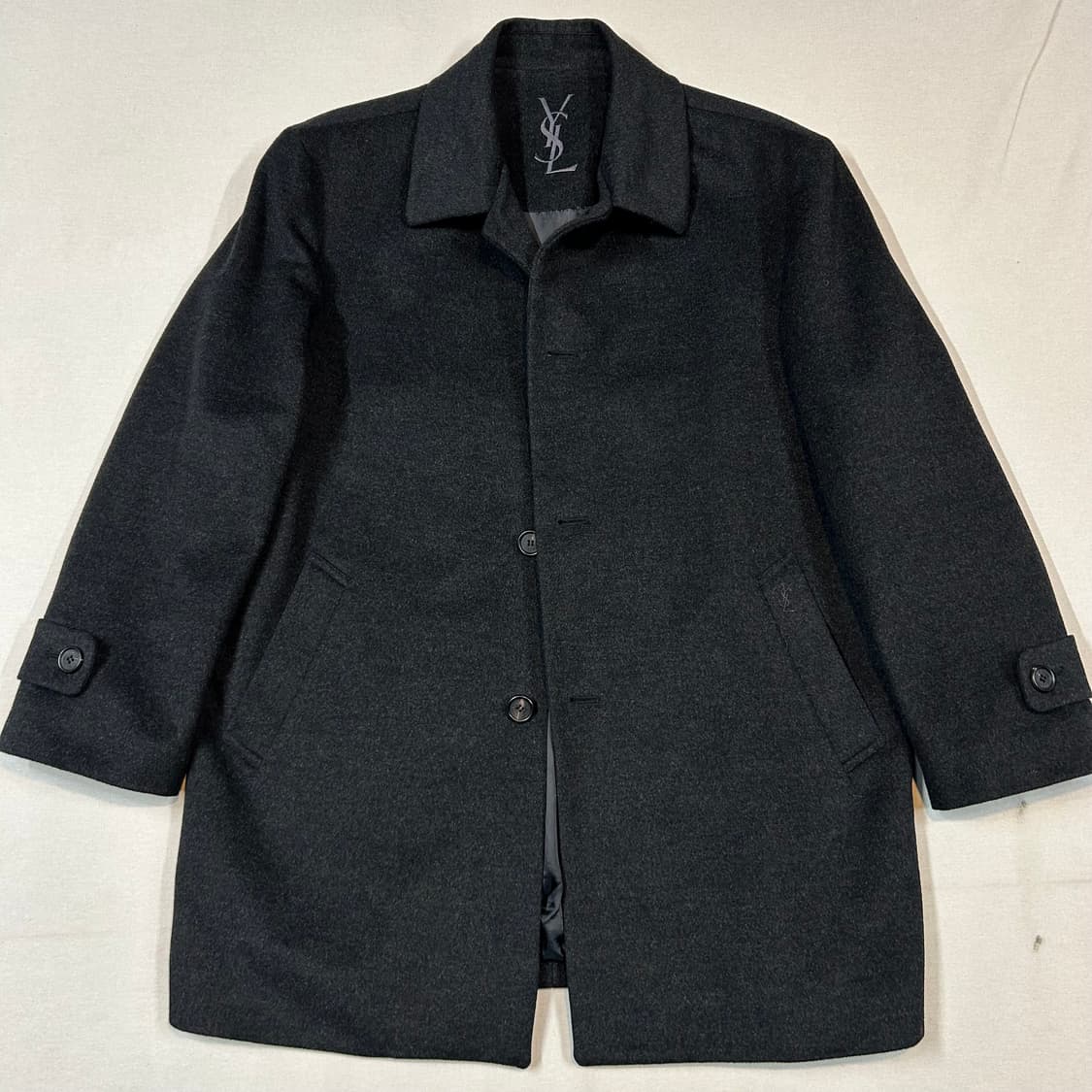 L) YSL 입생로랑 울 미디움 코트 자켓 블랙 상품이미지2