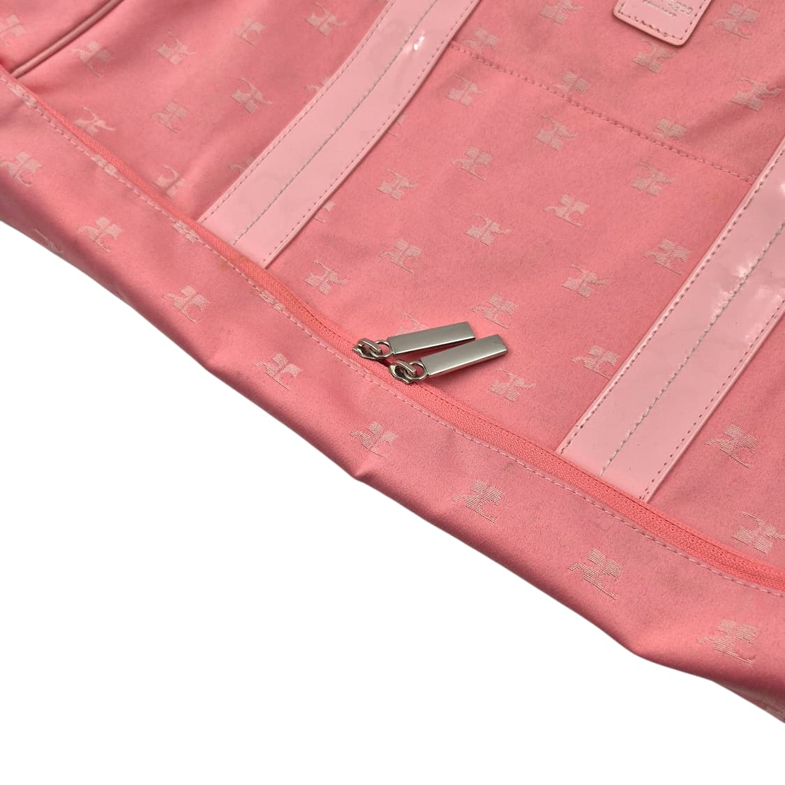 00s 꾸레쥬 핑크 로고 자수 에나멜 빅 볼링백 상품이미지4