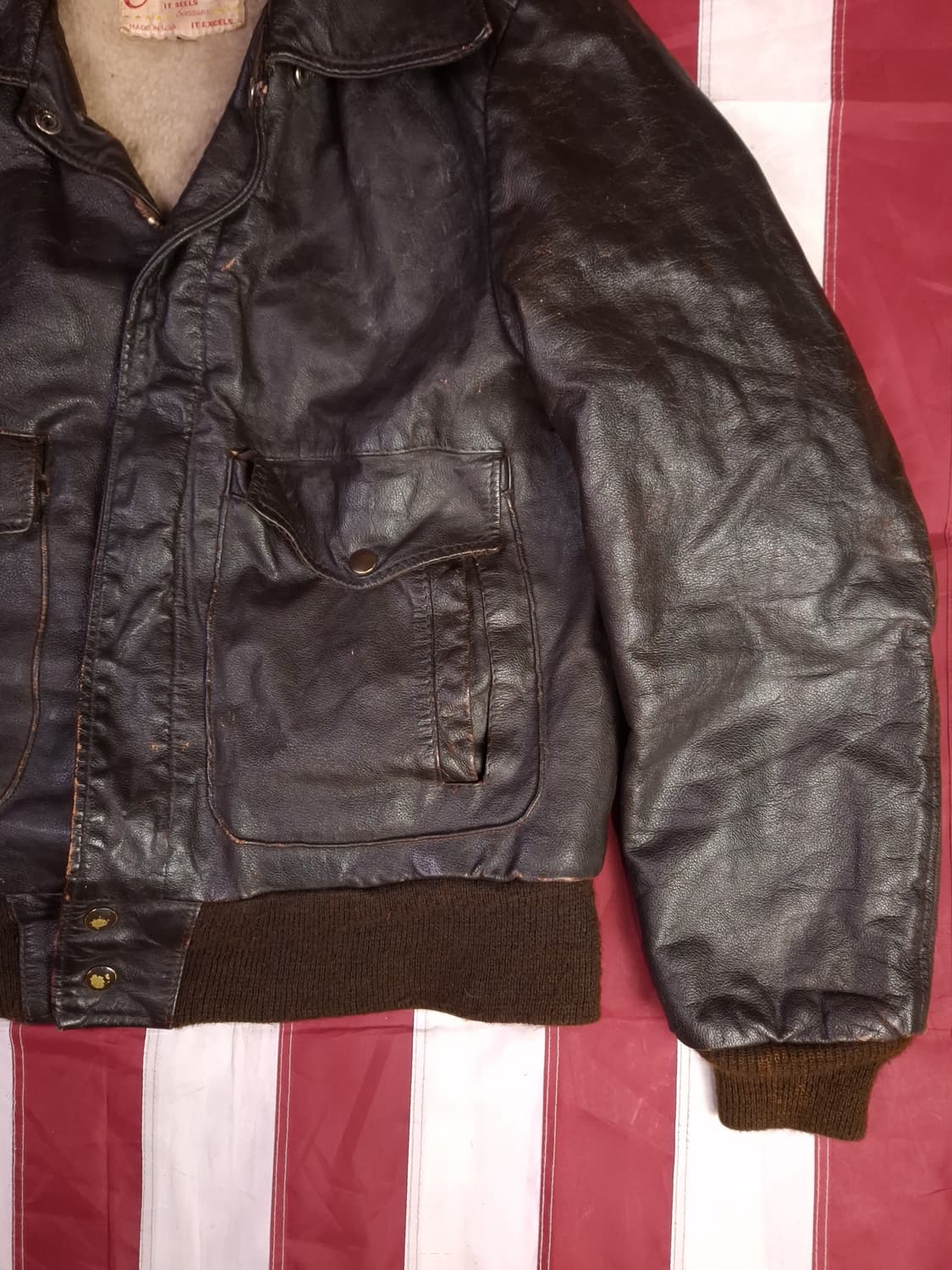 오리지날 70's 미국제조 리얼레더 미해군 G-2 TAPE 항공자켓 상품이미지4