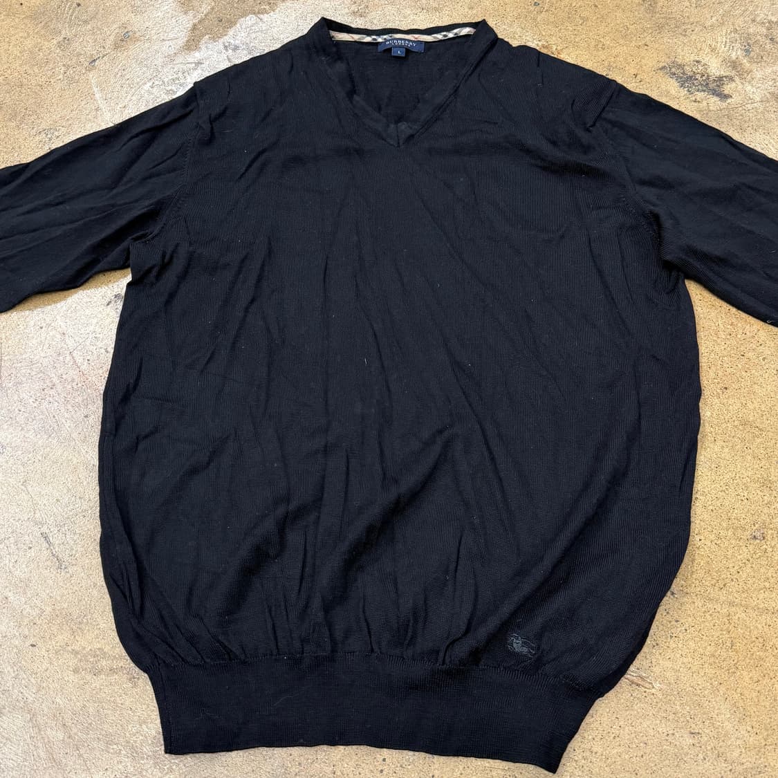 [정품/L] 버버리 블랙 V넥 긴팔 니트 b19 상품이미지3