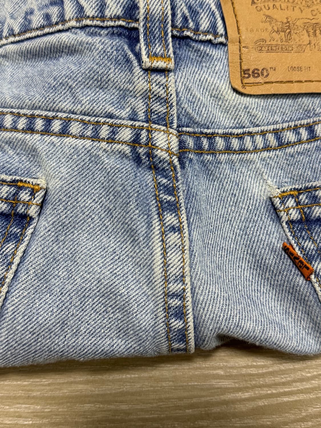 90s usa 리바이스 560 데님 쇼츠 반바지 오렌지 탭 상품이미지7