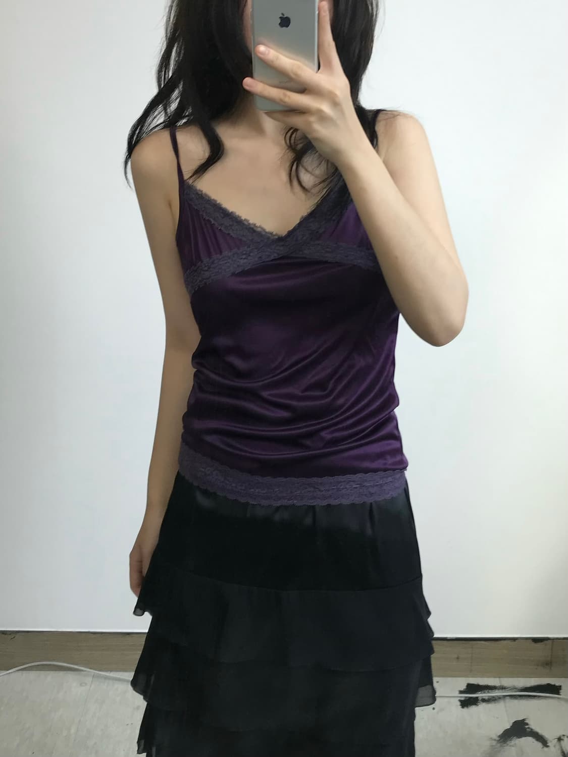 빈티지 새틴 레이스 나시 상품이미지1