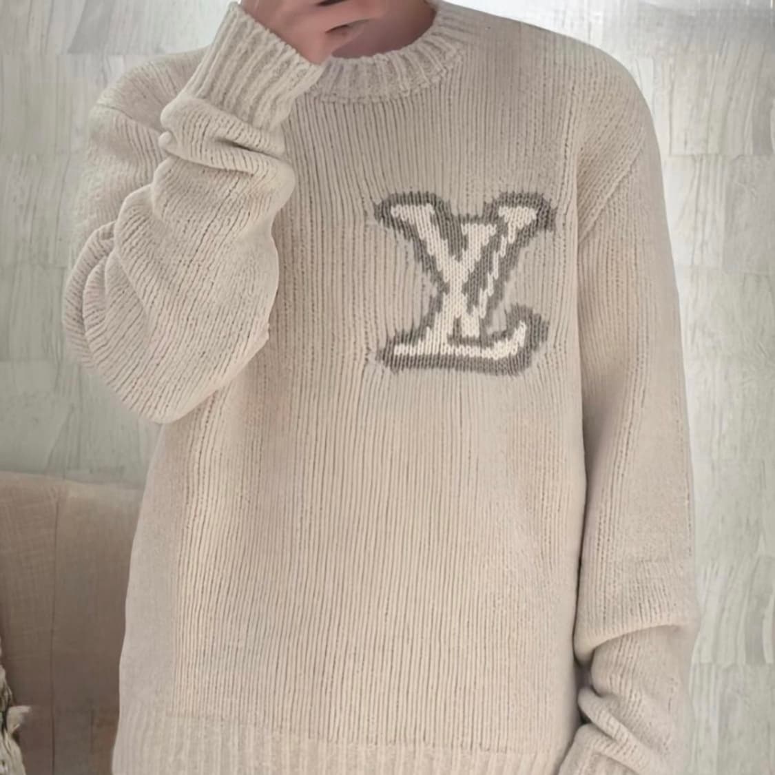 [미사용/3XL] 25FW 루이비통 LV 인타르시아 크루넥 니트 아이보리 상품이미지10