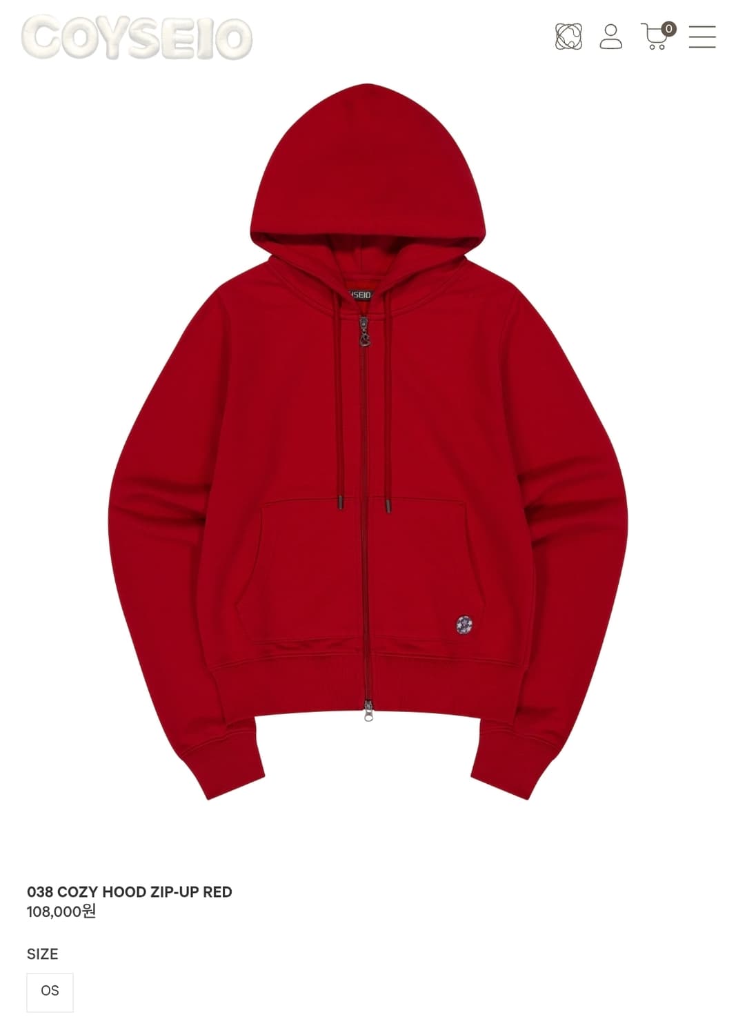 코이세이오 038 코지 후드집업 레드 상품이미지1