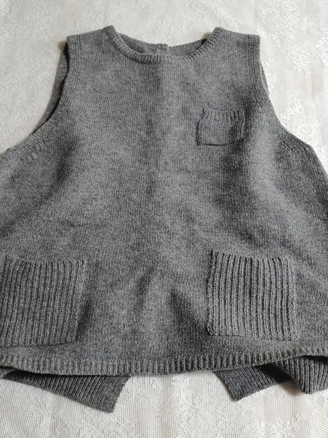 [빈티지] 포켓 니트 조끼 그레이 모리걸 상품이미지4