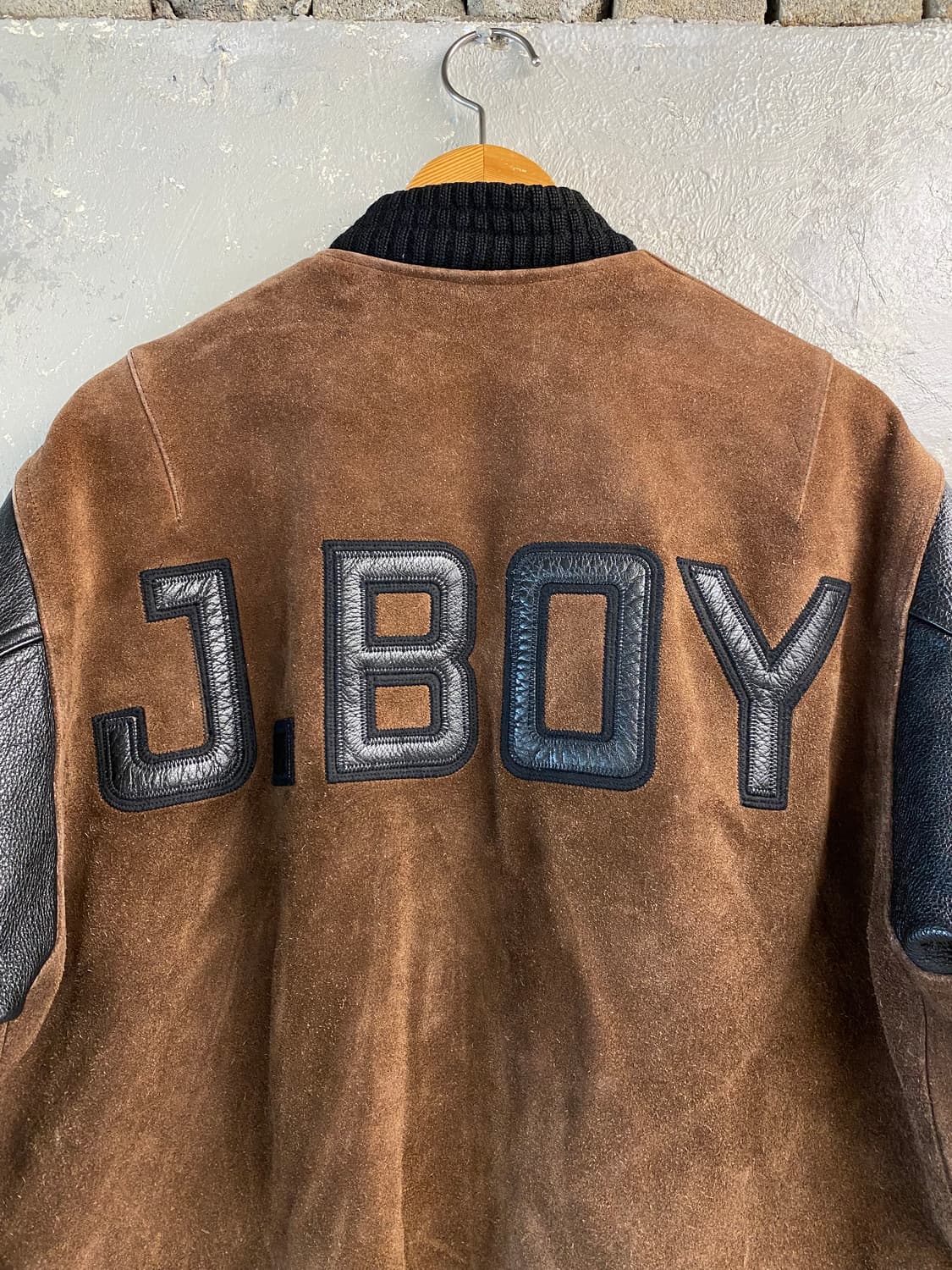 [L] 90s J.BOY 재팬 메이드 소가죽 스웨이드 레더 바시티자켓 상품이미지4