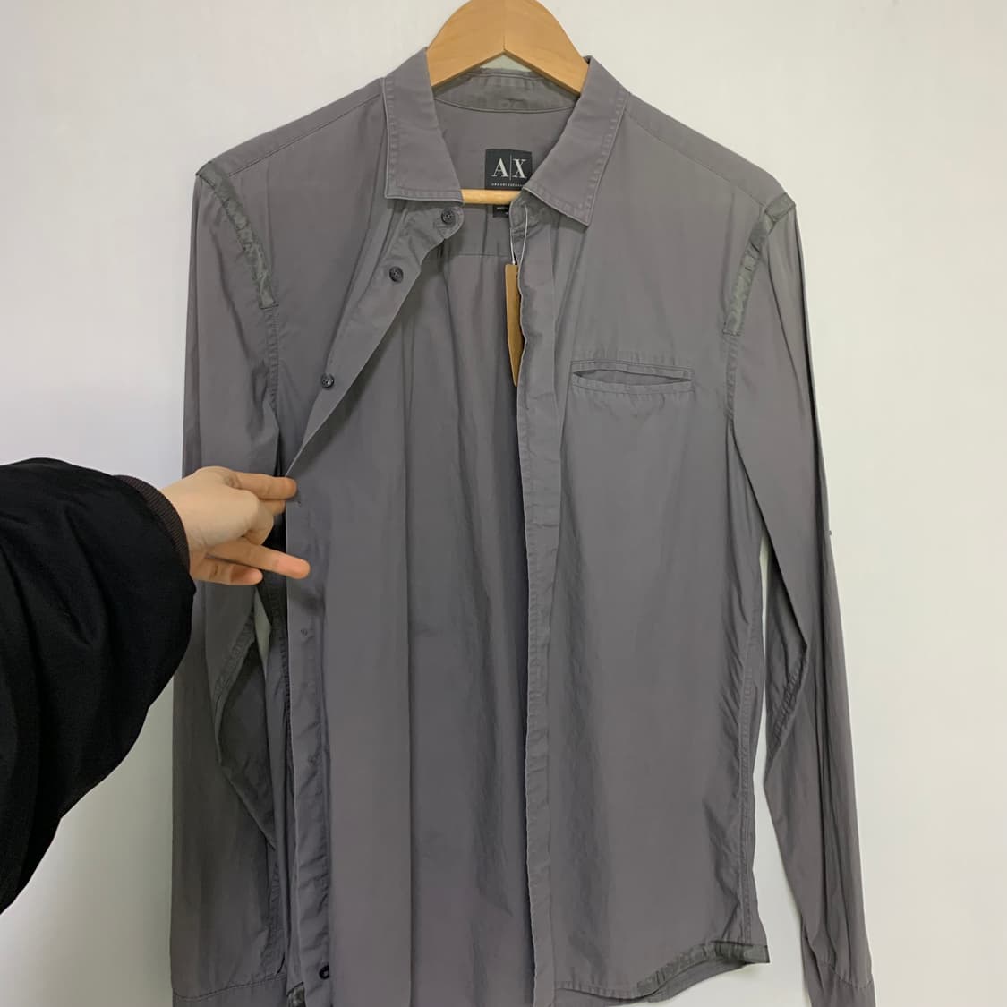 아르마니 익스체인지 알마니 차콜 스탠다드 셔츠 M 남녀공용 상품이미지6