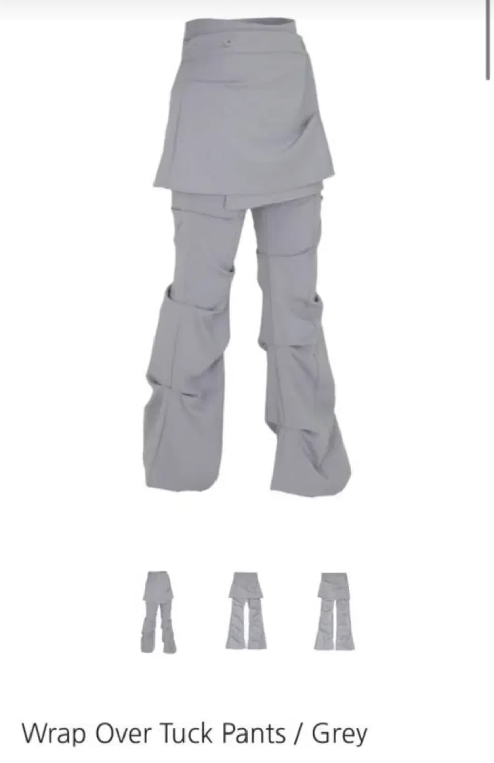 오호스 랩 오버 스커트 턱 팬츠 회색 상품이미지1