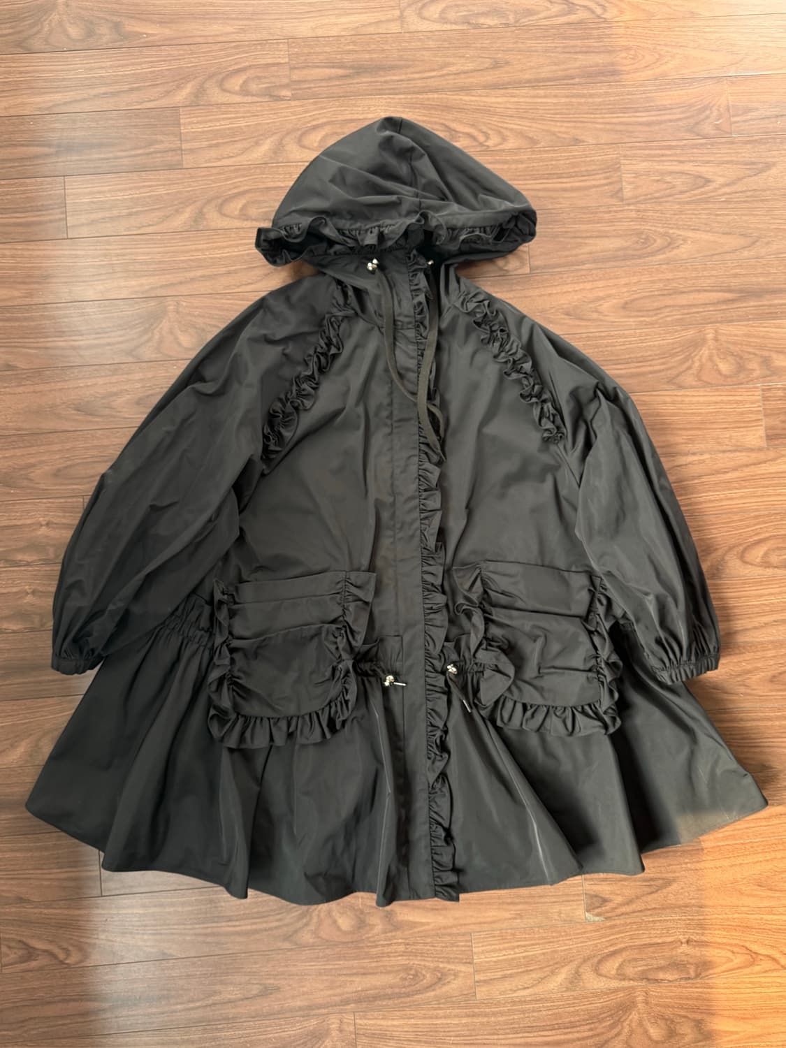 ENFOLD 블랙 러플 후드 코트 36 상품이미지1