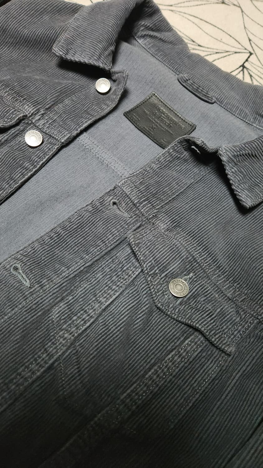 남성 Abercrombie & Fitch 코듀로이 블랙 트러커 자켓 XL 상품이미지3