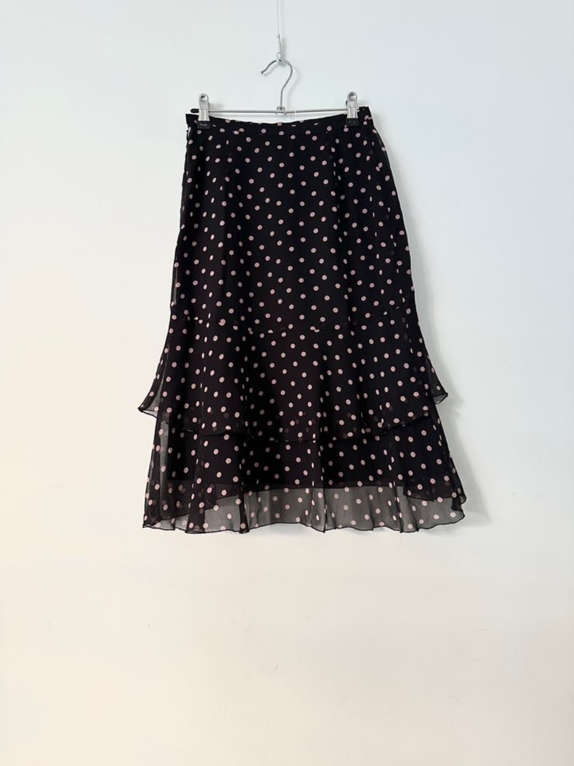 Dot 2 frill skirt / pink & black 상품이미지1