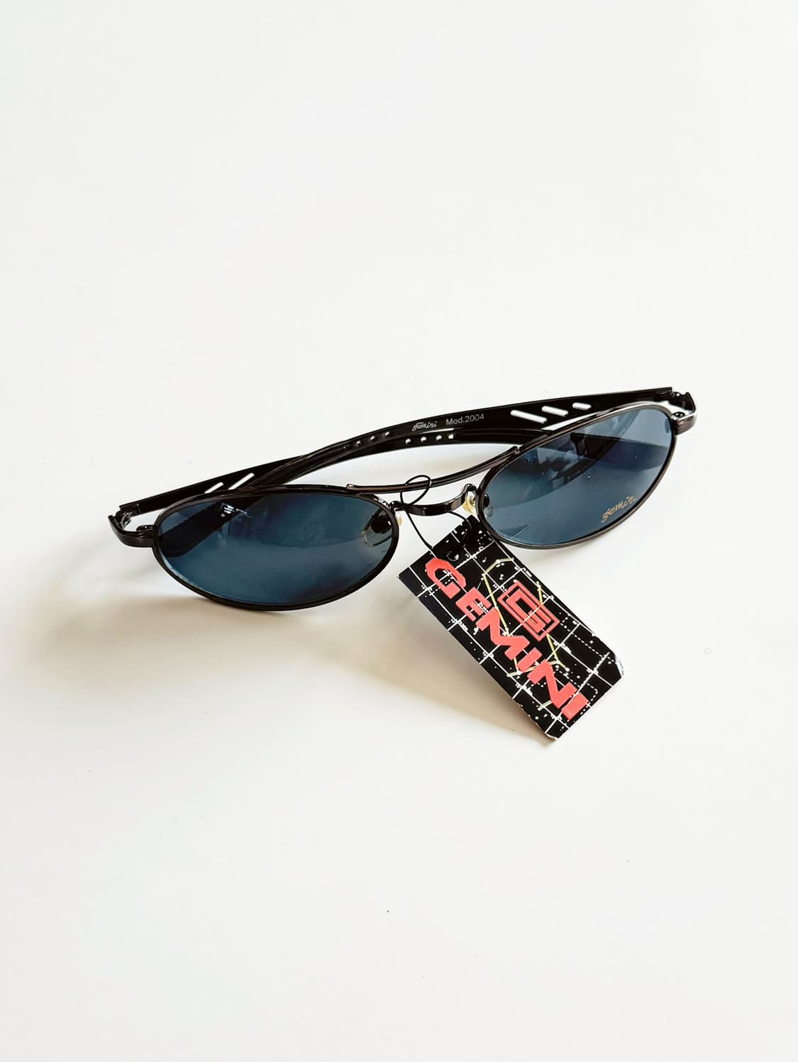 90s GEMINI 투브릿지 건메탈 슬림 오벌 빈티지 선글라스 상품이미지1