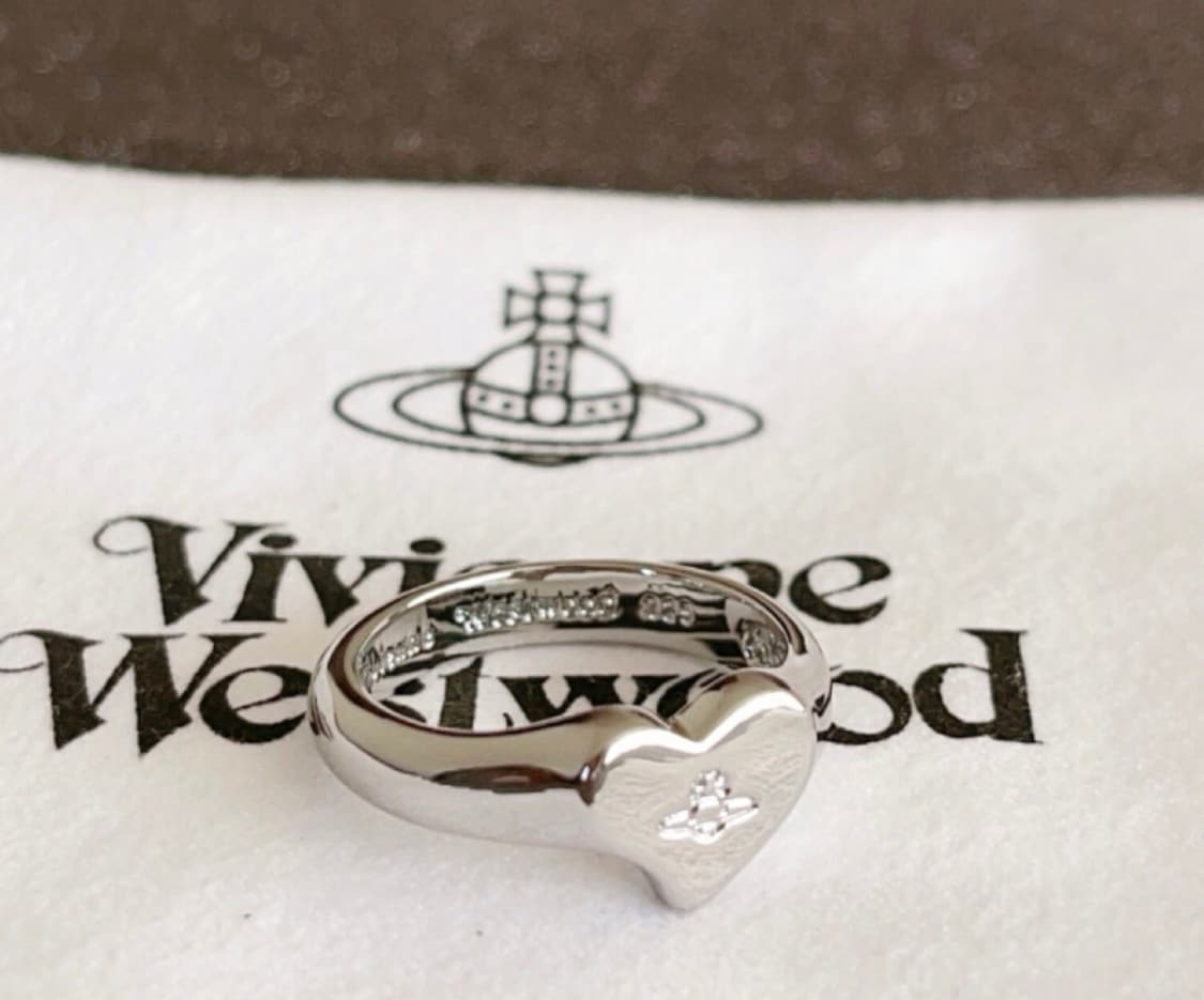 비비안웨스트우드 아카이브 orb 각인 실버 하트링 반지 상품이미지3