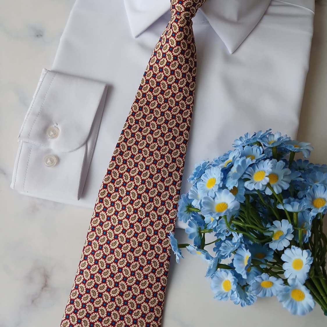 니나리치 실크 레드 패턴 넥타이 9.7cm A+등급 A19312
 상품이미지7