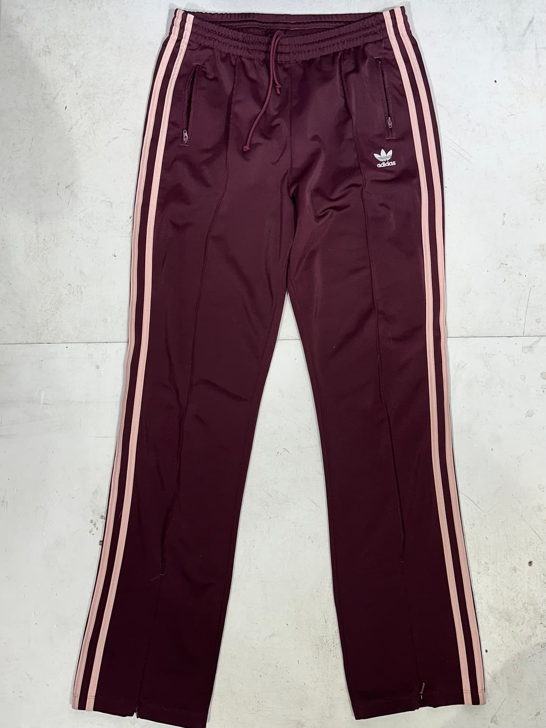 아디다스 버건디 핑크 삼선 와이드 트레이닝 팬츠 상품이미지4
