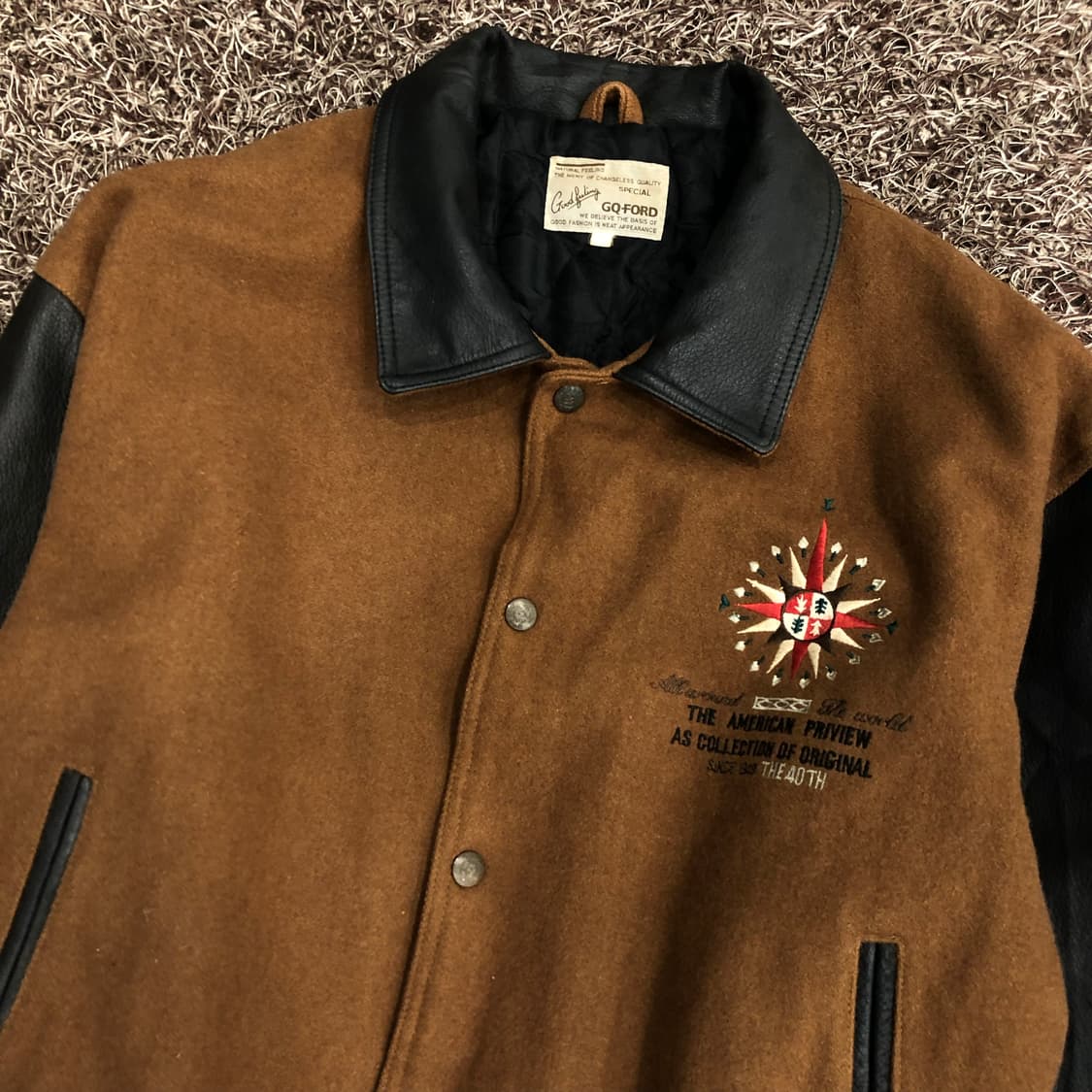 JPN 빈티지 고포드 울 소가죽 레더암 바시티 자켓  상품이미지2