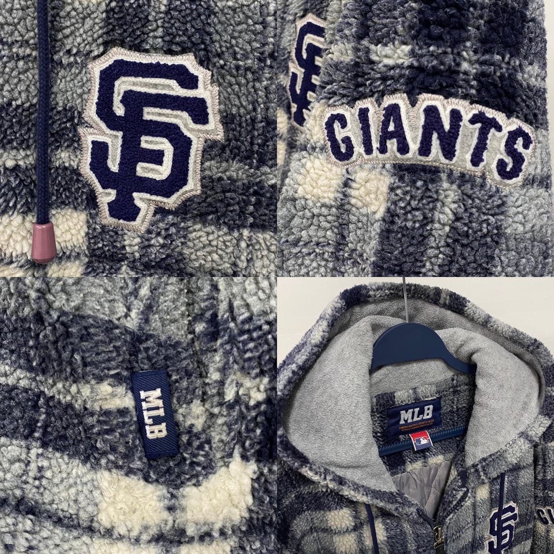 MLB 샌프란시스코 올드스쿨 누빔 후리스 후드집업 상품이미지4